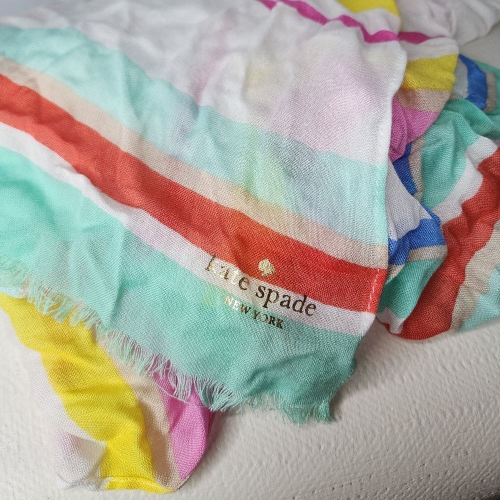 NWT Kate Spade Cape Stripe Multi-Colored Scarf 26"(W) x 80"(L) Colorful Addition